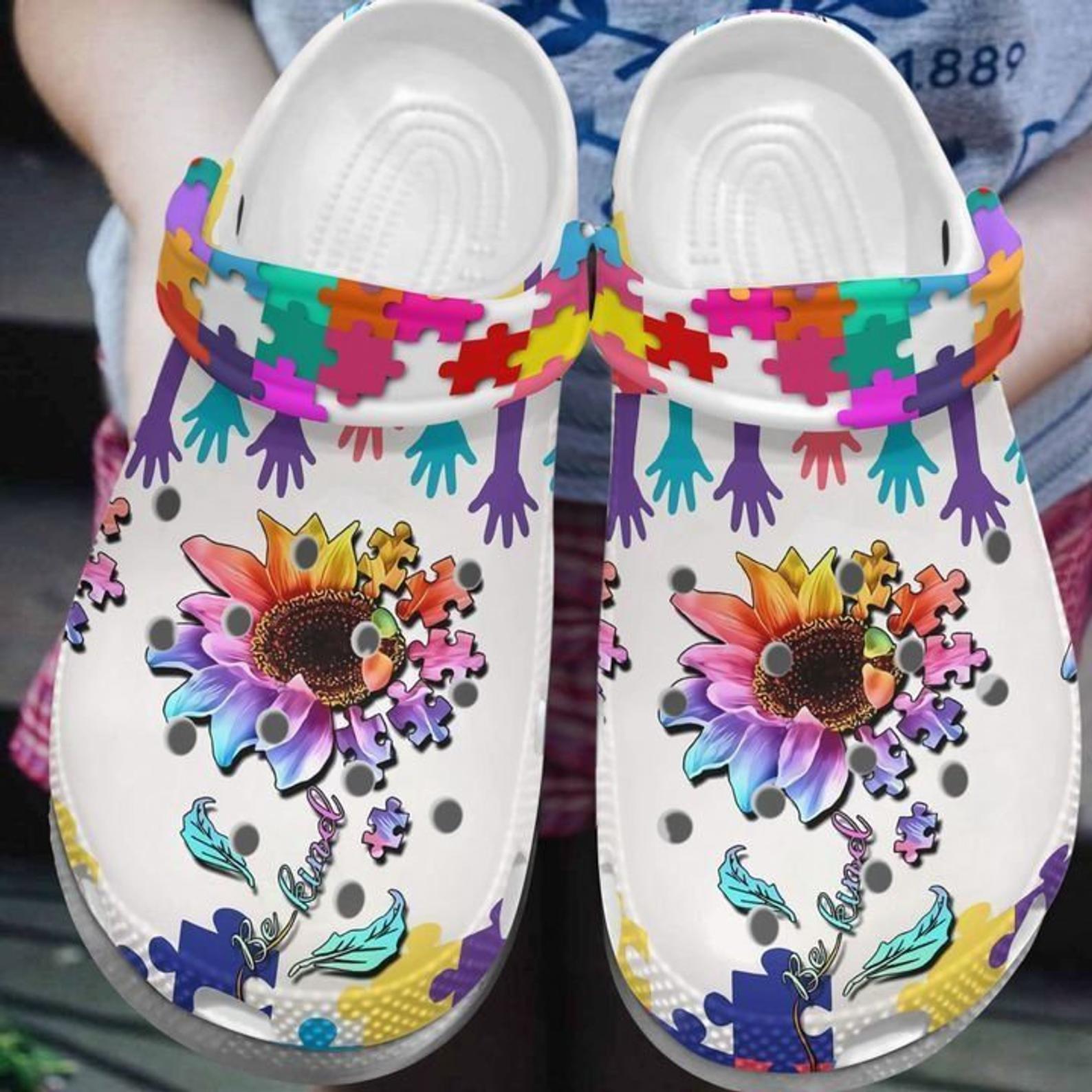 Sunflower Puzzle, Be Kind Autism Awareness Shoes Custom Shoes Birthday Gift For Men And Women