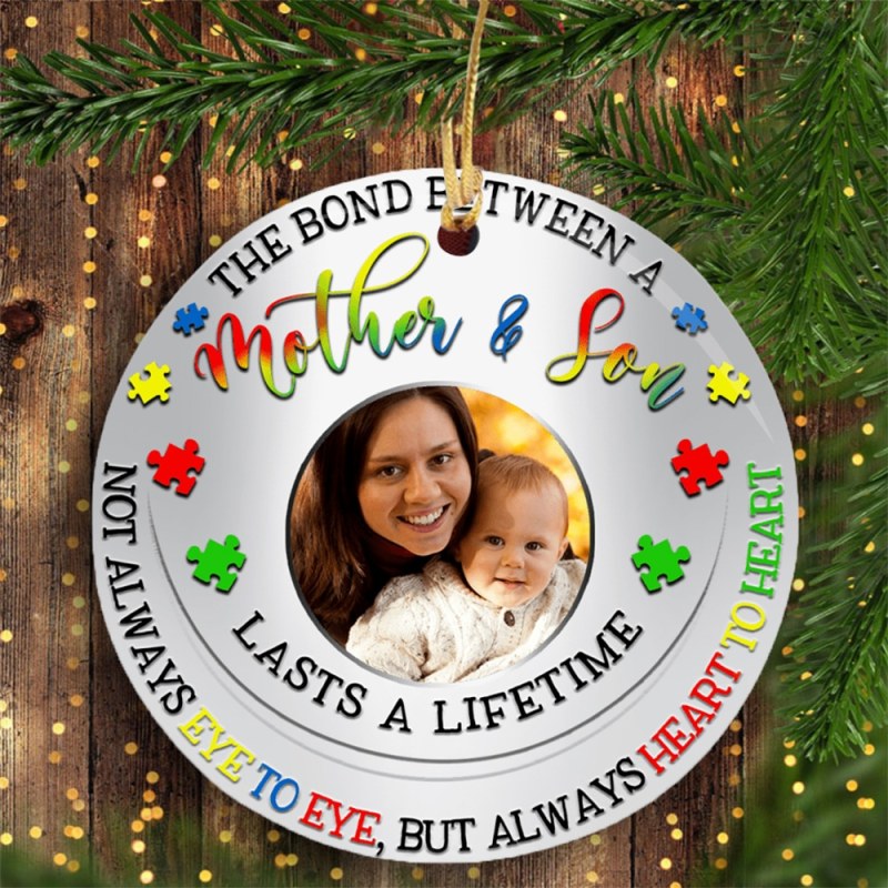 The Bond Between Mother And Son Lasts A Lifetime Personalized Gift For Men And Women Circle Ornament