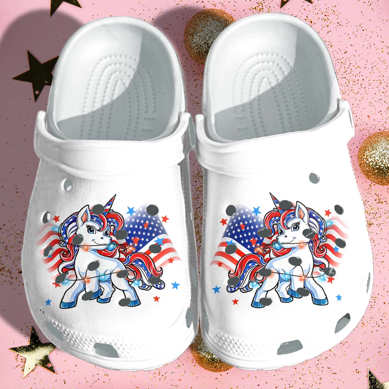 Unicorn America Flag 4th Of July Day Cute Unicorn Clog Shoes Cute Birthday Gift For Men And Women