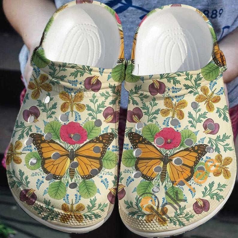Vintage Butterfly With Flower Decor Clog Shoes Comfortable Cute Gift For Men And Women