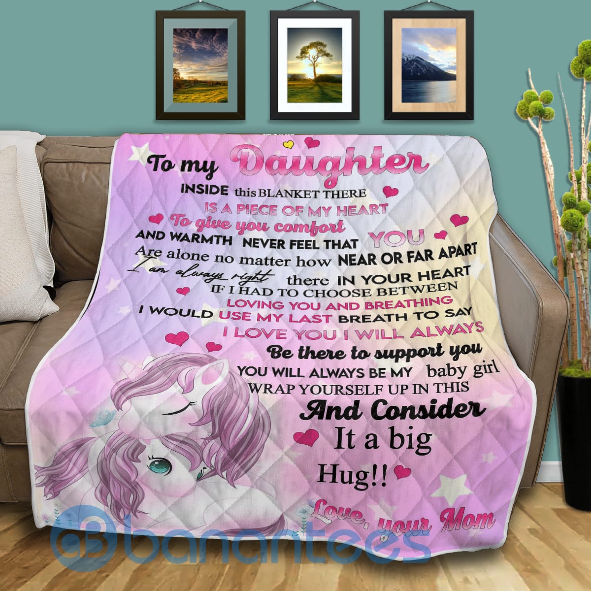You Will Always Be My Baby Girl Unicorn Blanket Gift For Daughter product mockup photo 2