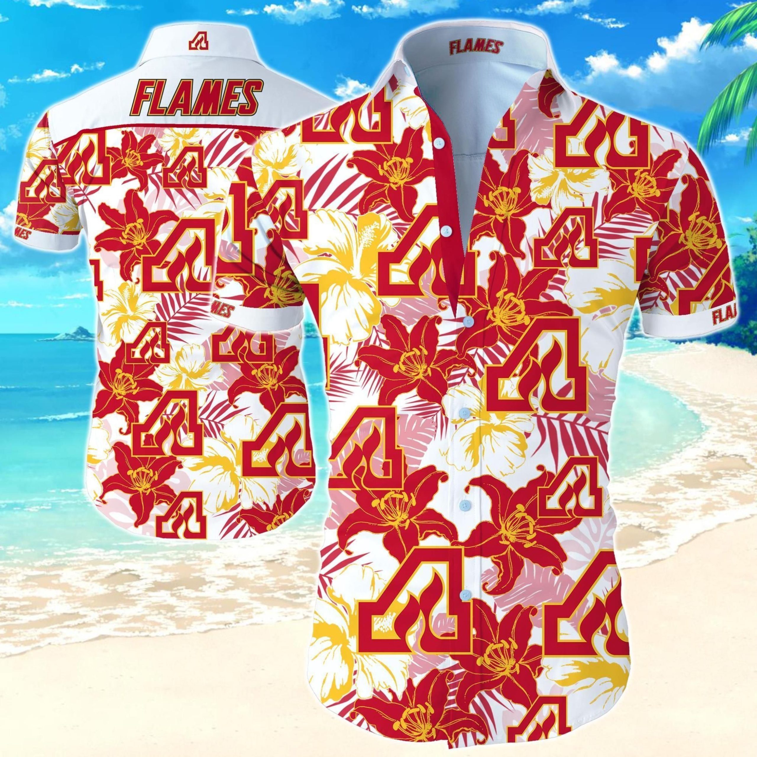 Atlanta Flames Hawaiian Shirt Summer Button Up Shirt For Men Beach Wear Short Sleeve Hawaii Shirt Combo Beachproduct photo 1 Product photo 1