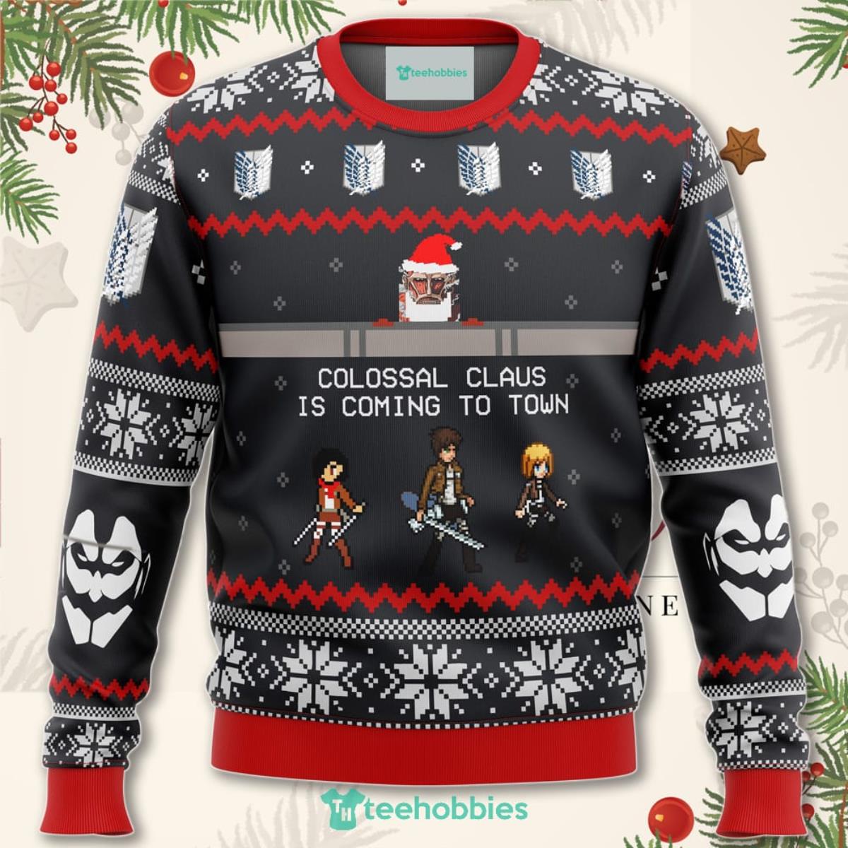 Attack On Titan Colossal Claus Christmas Sweater For Men Women 