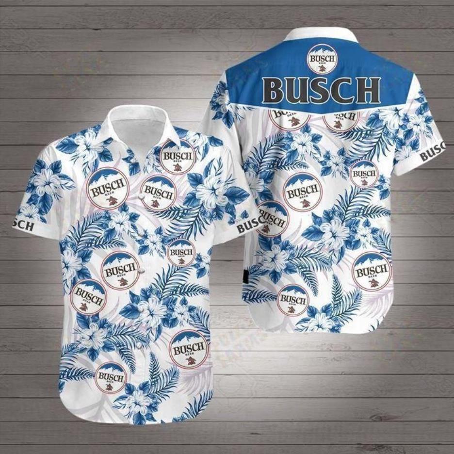 Busch Hawaiian Shirt White Men Women Beach Wear Short Sleeve Hawaii Shirt Combo Beachproduct photo 1 Product photo 1
