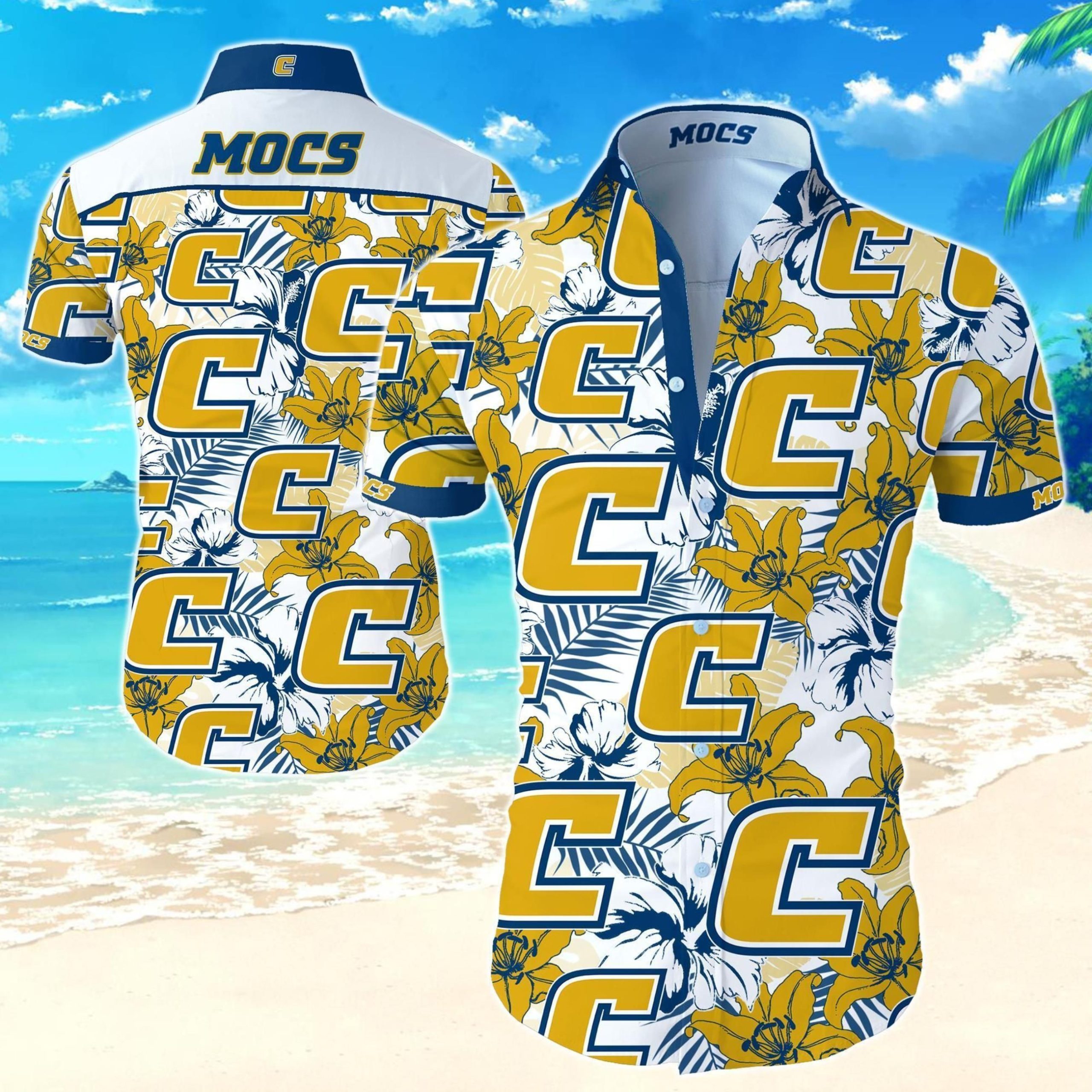 Chattanooga Mocs Hawaiian Shirt Summer Button Up Shirt For Men Beach Wear Short Sleeve Hawaii Shirt Beach Setproduct photo 1 Product photo 1