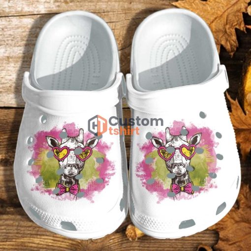 Lady Giraffe Glasses Clog Shoes - Giraffe Girl Love Animal Clog Shoes Gifts Women Wife Mothers Day 2022 Product Photo 1
