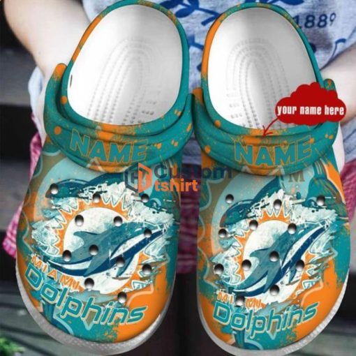 Miami Dolphins Custom Name Clog Shoes band Comfortable For Mens And Womens pOi Product Photo 1