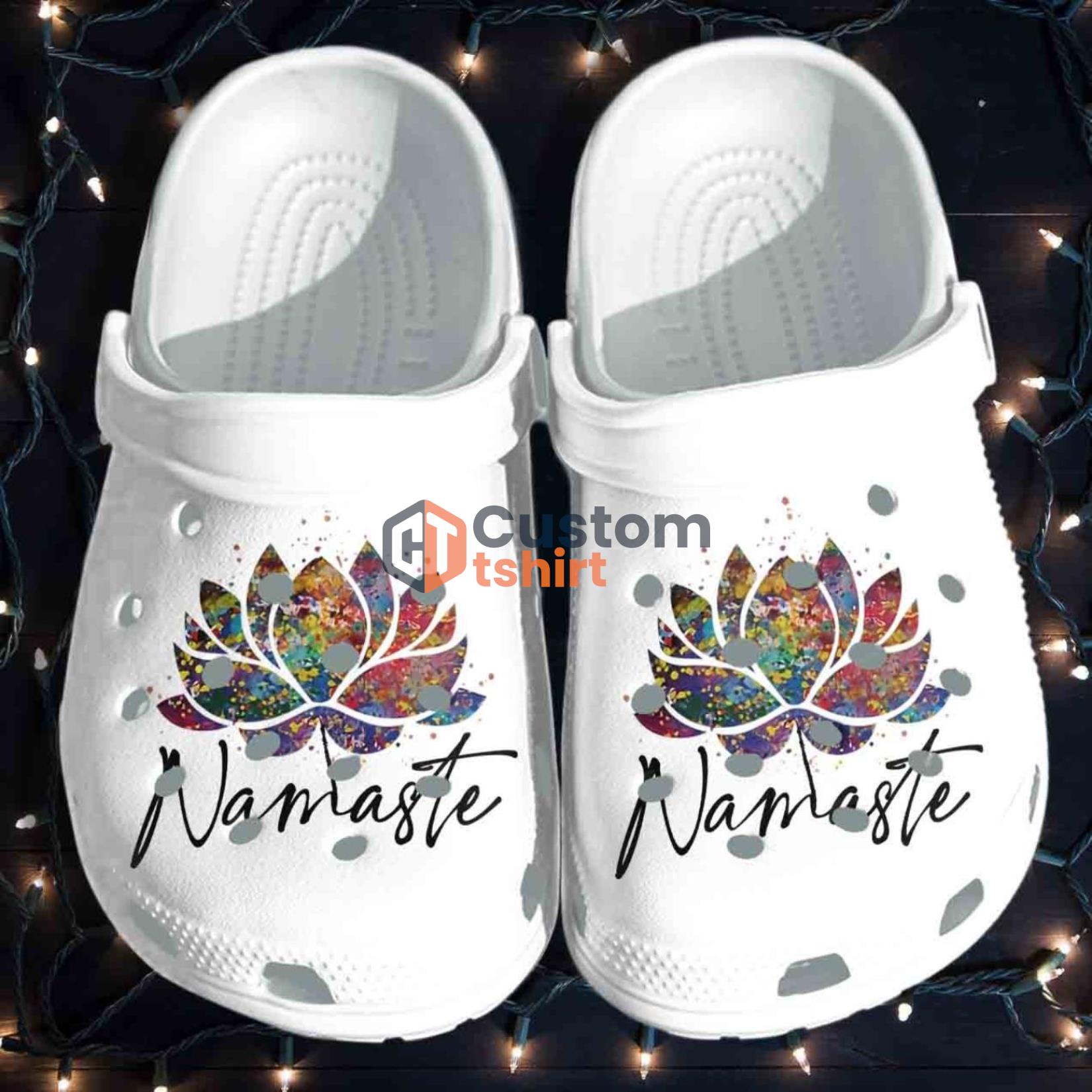 Namaste Lotus Yoga Clog Shoes - Love Light And Peace Clog Shoes Birthday Gift For Women Girl Daughter Friend Product Photo 1 Product photo 1
