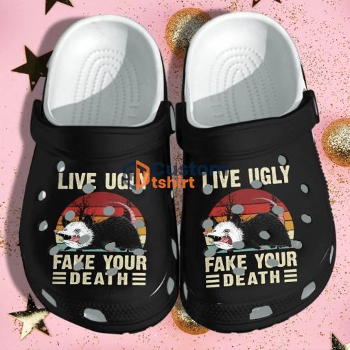 Opossum Funny Live Ugly Clog Shoes - Opossum Vintage Clog Shoes Gifts For Son Men Product Photo 1
