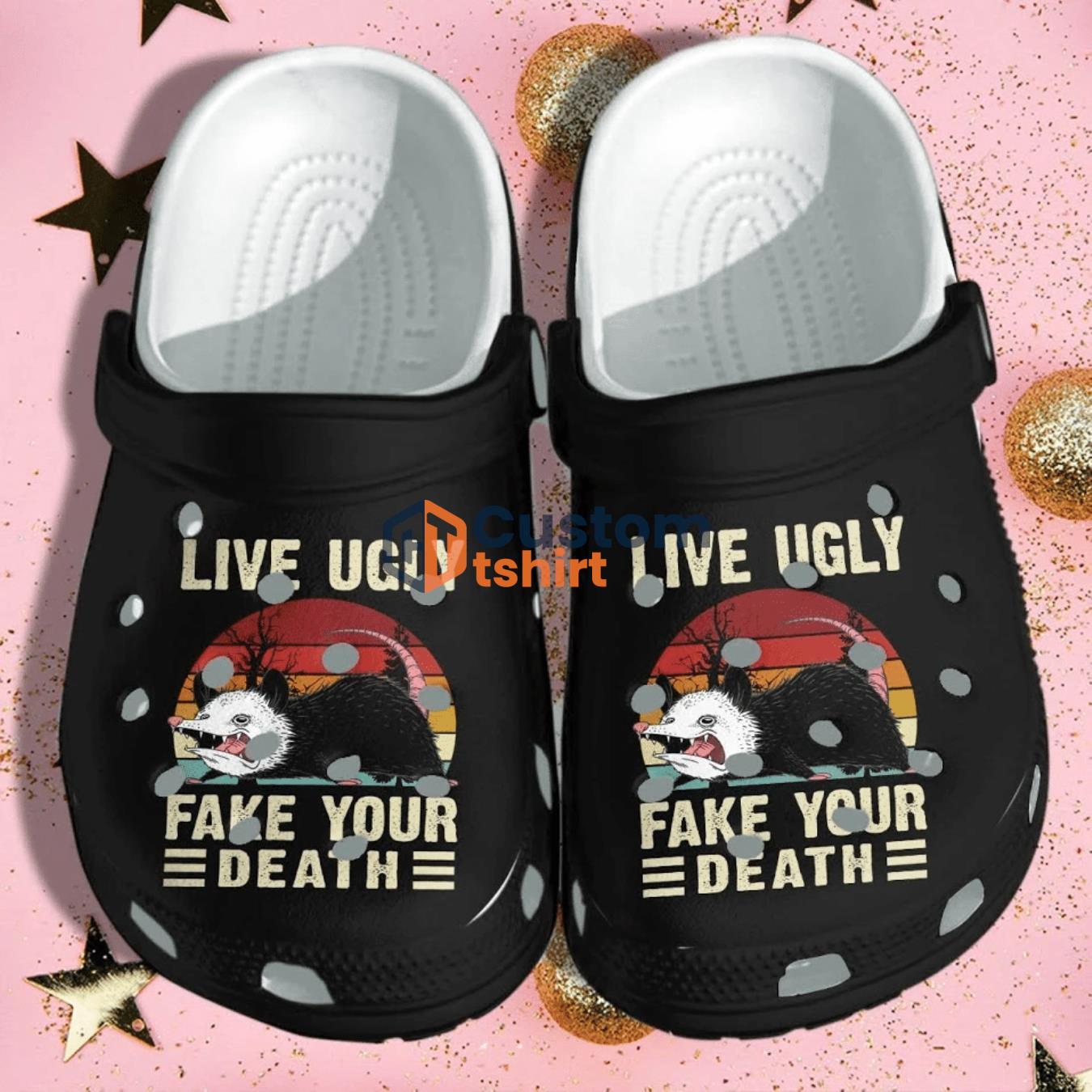 Opossum Funny Live Ugly Clog Shoes - Opossum Vintage Clog Shoes Gifts For Son Men Product Photo 1 Product photo 1