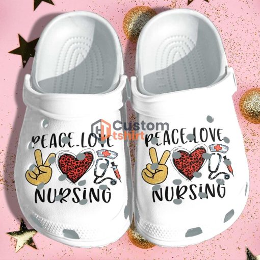 Peace Love Nursing Clog Shoes Indoor - Nurse Clog Shoes Gifts Mothers Day Women Product Photo 1